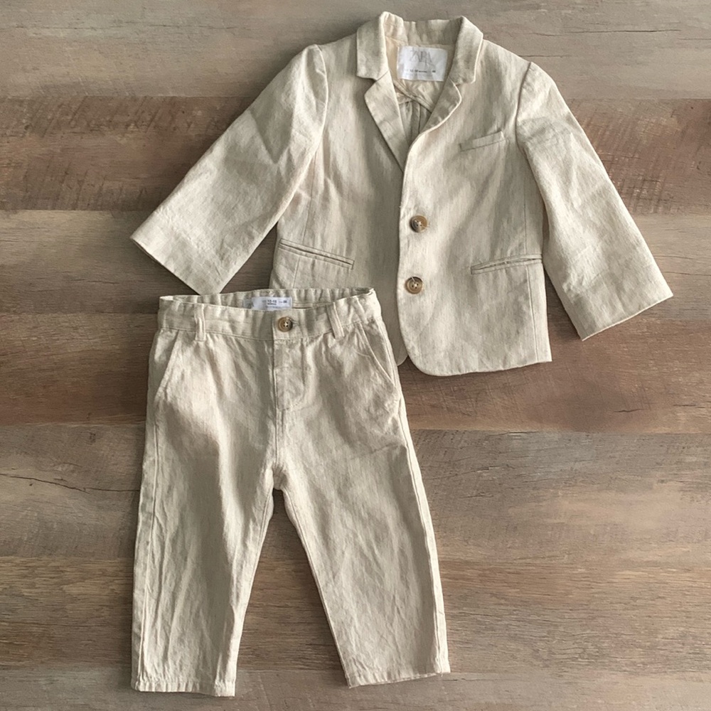 Zara LINEN BLEND SUIT 12-18 months